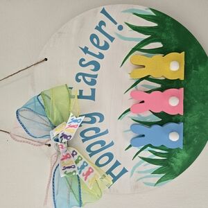 Easter Bunny Wall Art with Ribbon